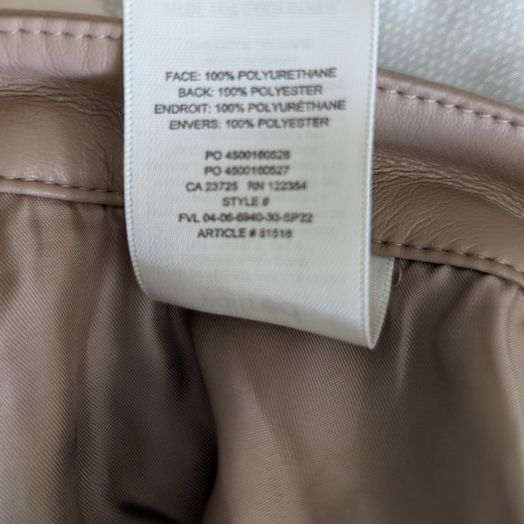 Aritzia Wilfred Womens 8 Tan Faux Leather Pants Bikercore Cyberpunk Preppy - Picture 8 of 8